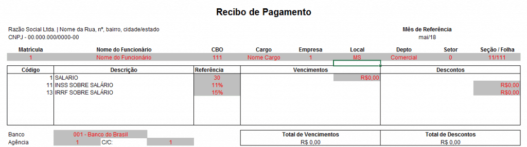 Modelo De Holerite Contracheque Para Preencher E Imprimir Iempresas 0663